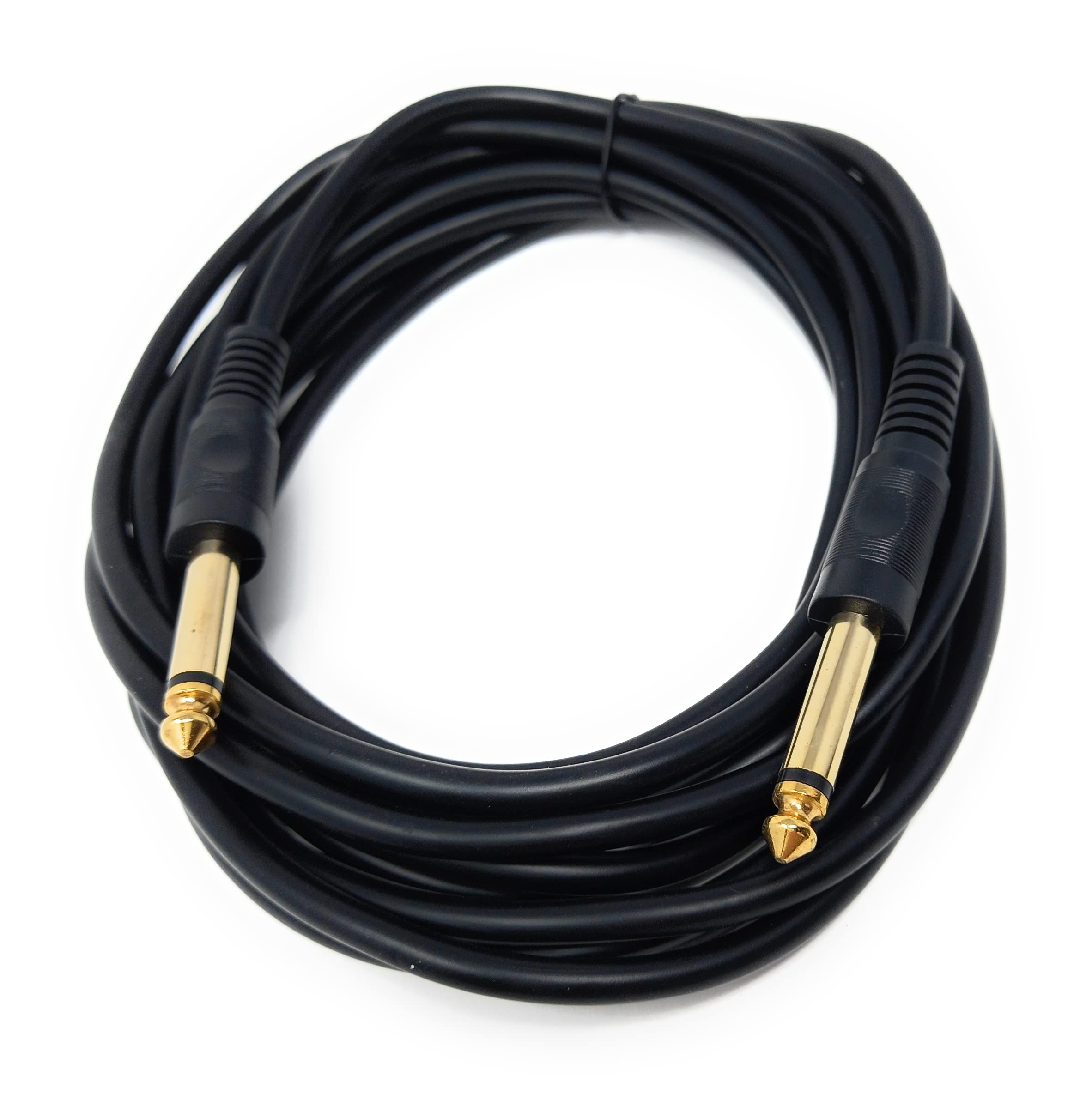 DRUT 6.35mm to 6.35mm Mono 1/4'' TS Jack Plug Speaker, Guitar, Instrument, Patch Cable Gold Connectors