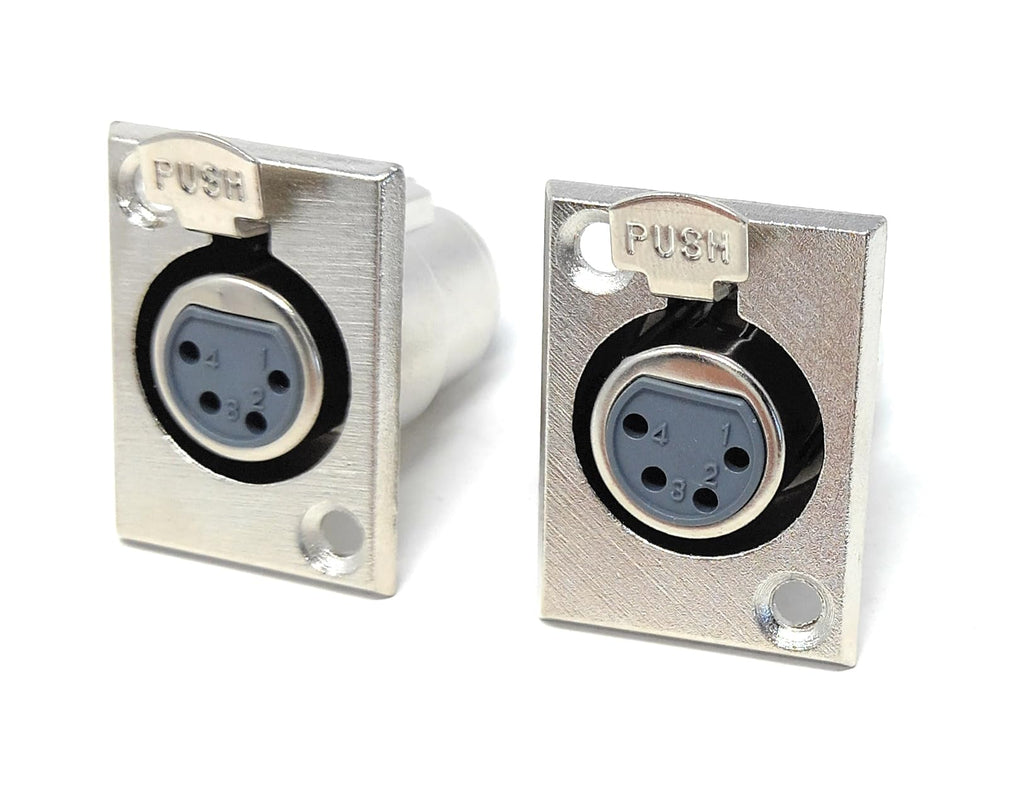 DRUT 4-Pin XLR Male Panel Mount Socket - D-Series Chassis Audio Connector for Microphones, Speakers, and Musical Instruments