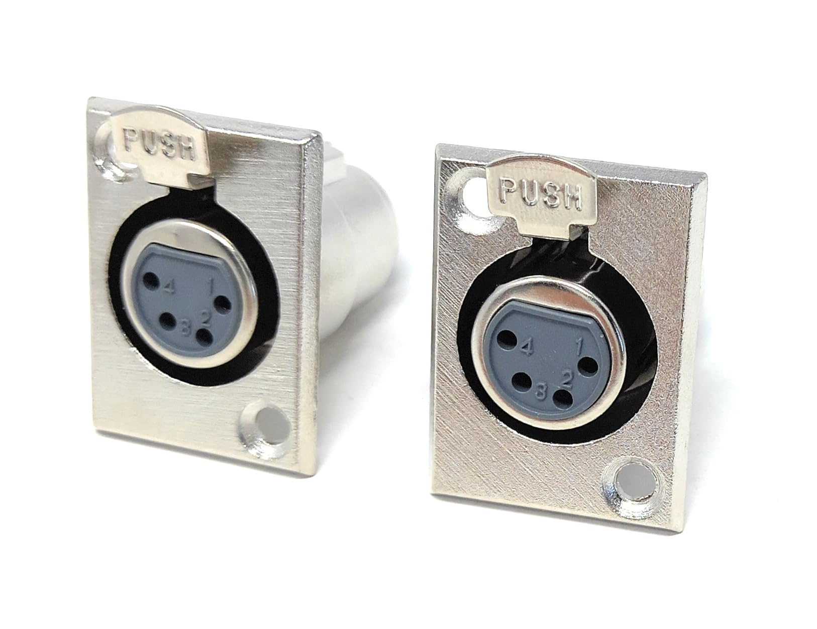 DRUT 4-Pin XLR Male Panel Mount Socket - D-Series Chassis Audio Connector for Microphones, Speakers, and Musical Instruments