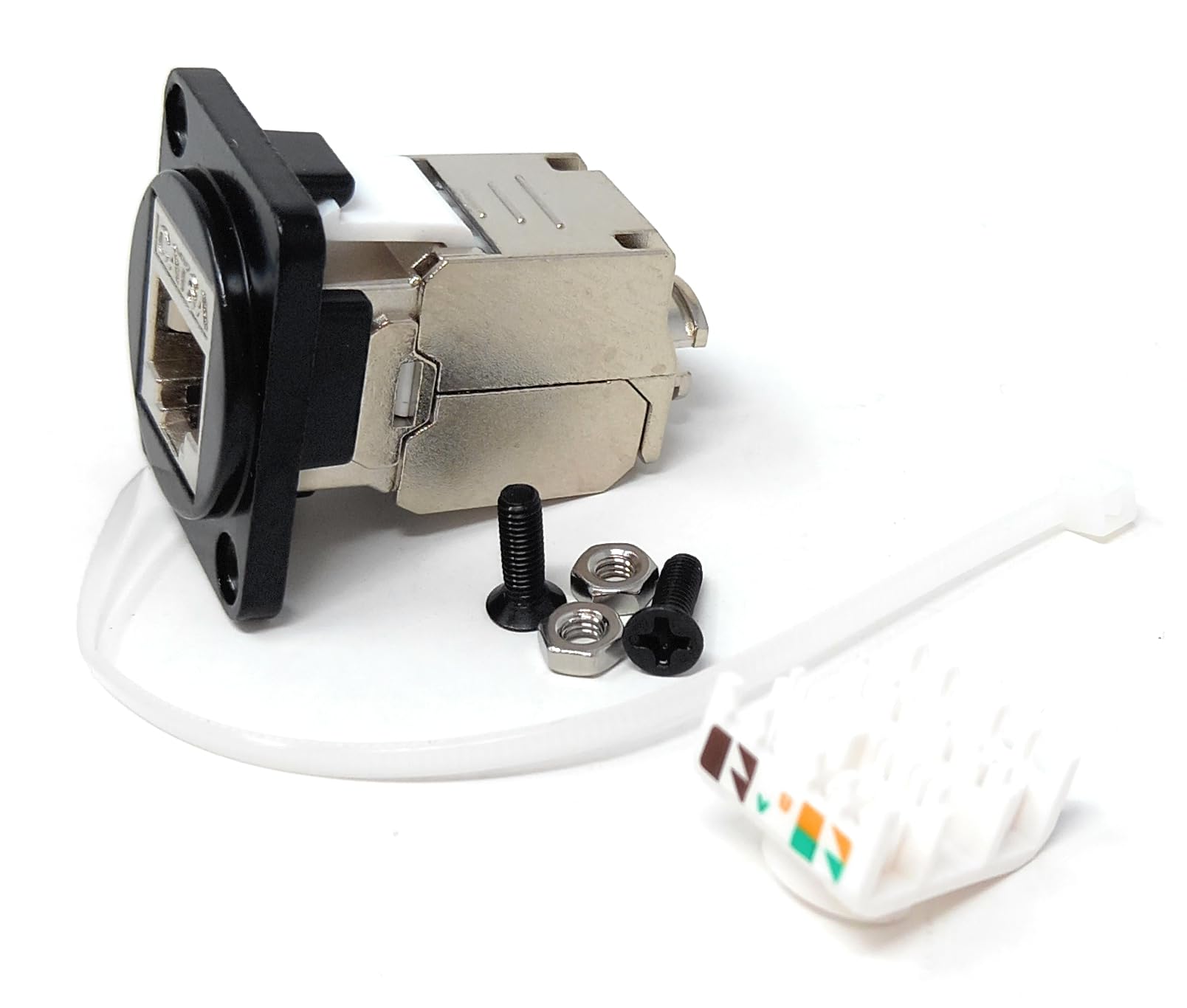 DRUT Cat6A RJ45 Socket to IDC Connection D-Series Chassis Mount Wall Faceplate Insert – Screws Included