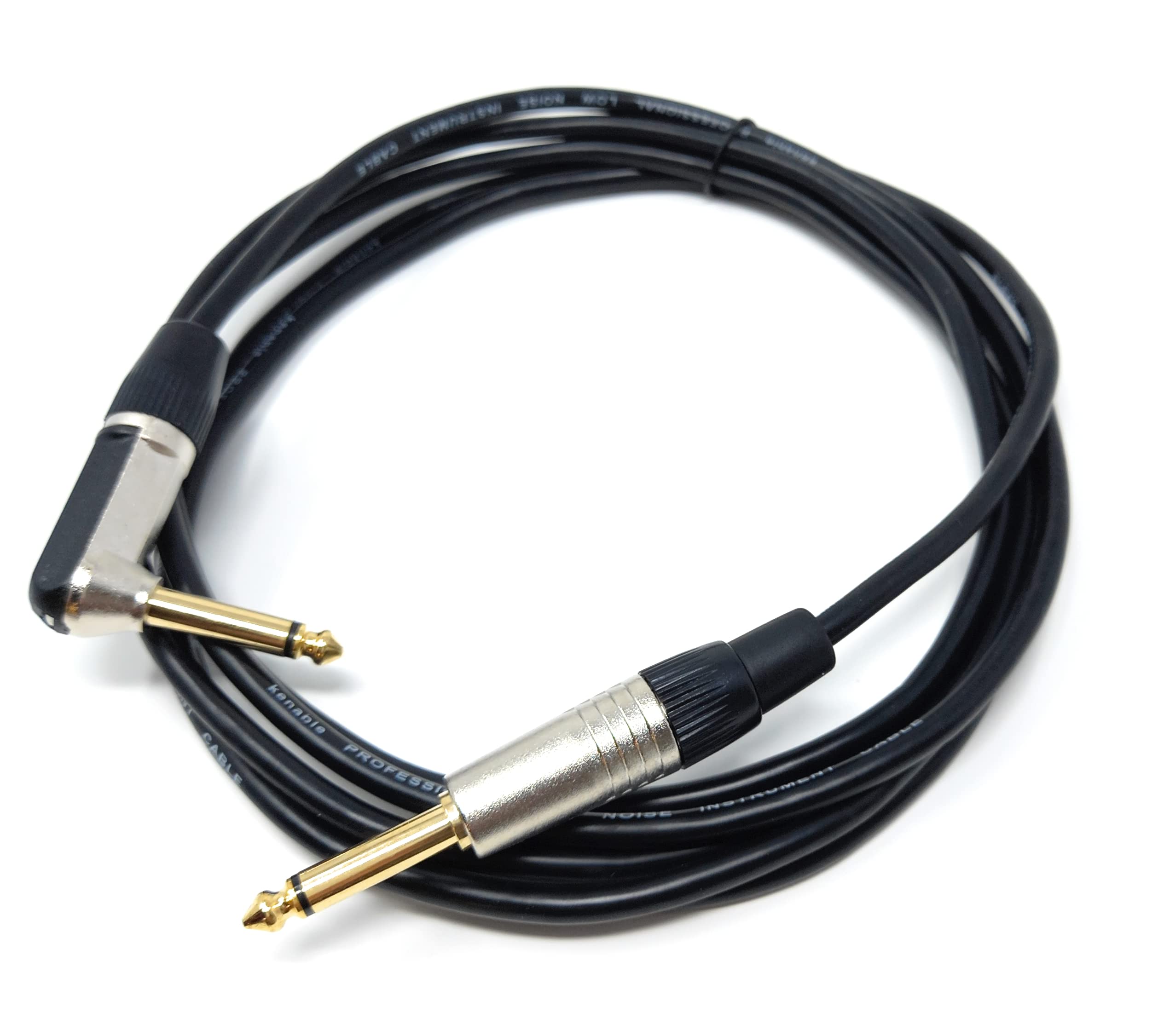 DRUT 6.35mm 1/4'' Right Angle MONO Male to Male Jack Cable Compatible with Guitar/Amp/Speaker Low Noise Lead Gold Connectors