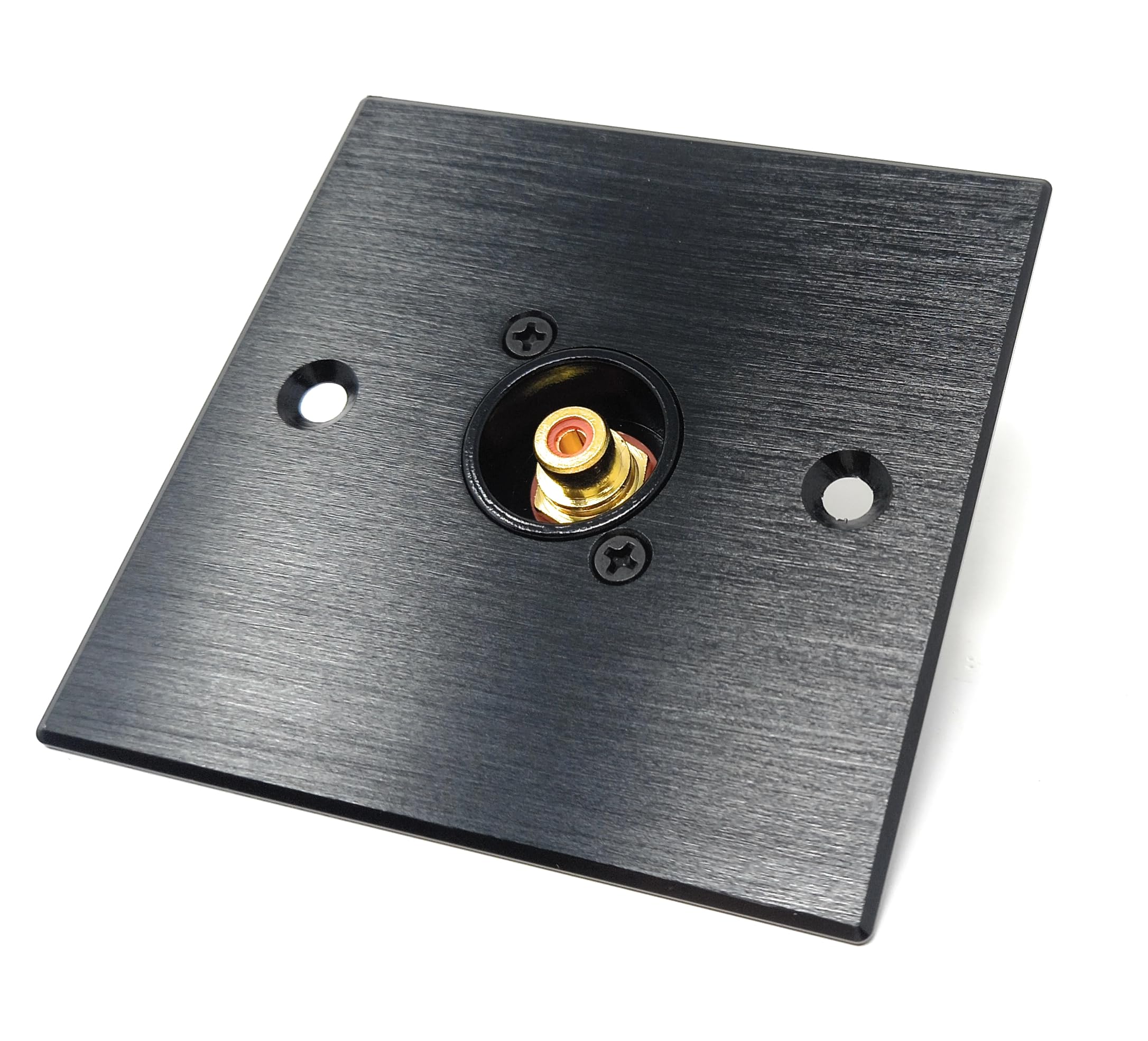 Brushed Aluminium Single RCA Phono Socket Female AV Audio Video D-Series Outlet Wall Faceplate – Durable Metal Plate with Screws Included
