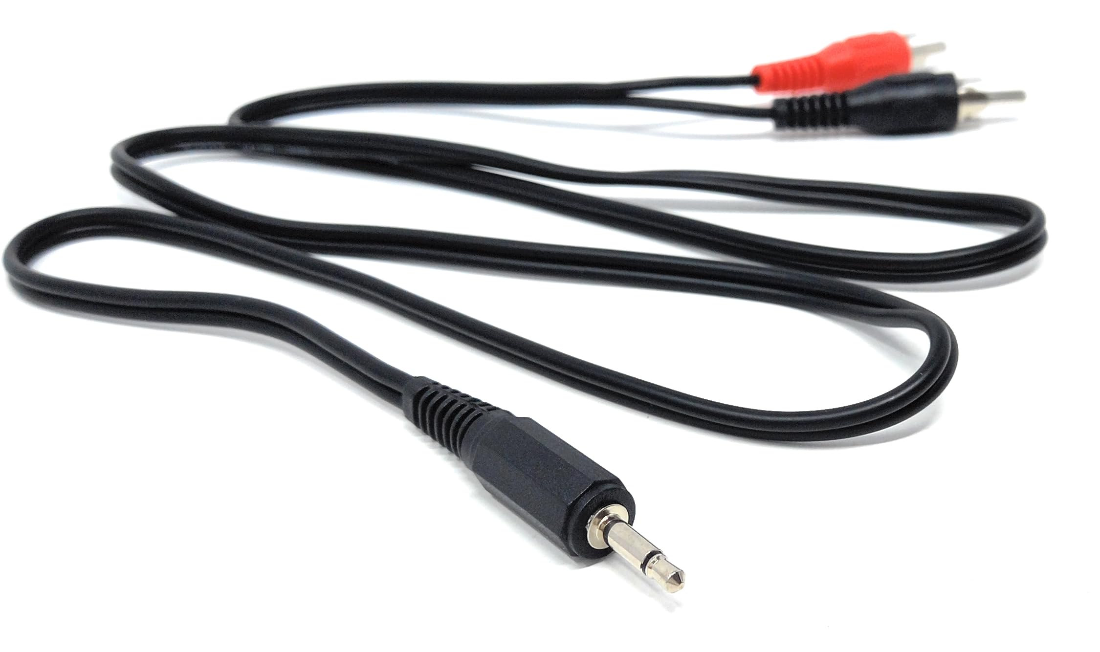 DRUT 3.5mm Mono Male Jack Plug to 2 x RCA Phono Red/Black Plugs Audio AUX Lead Cable