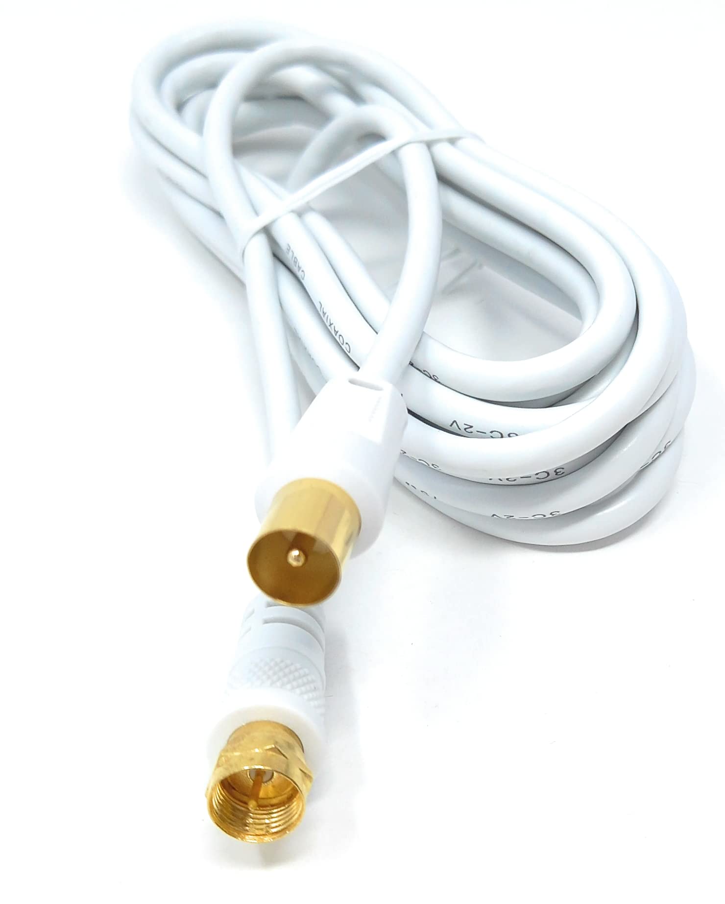 DRUT RF TV Aerial Male to F Type Connector Male Plug Coaxial Coax Cable, Lead, 75 Ohm, 3C-2V