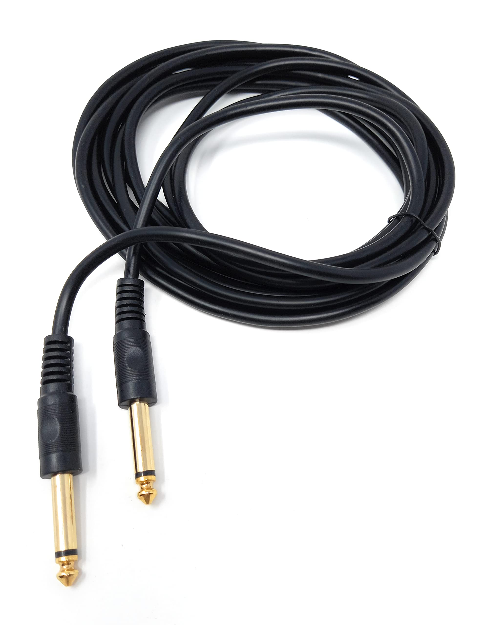 DRUT 6.35mm to 6.35mm Mono 1/4'' TS Jack Plug Speaker, Guitar, Instrument, Patch Cable Gold Connectors