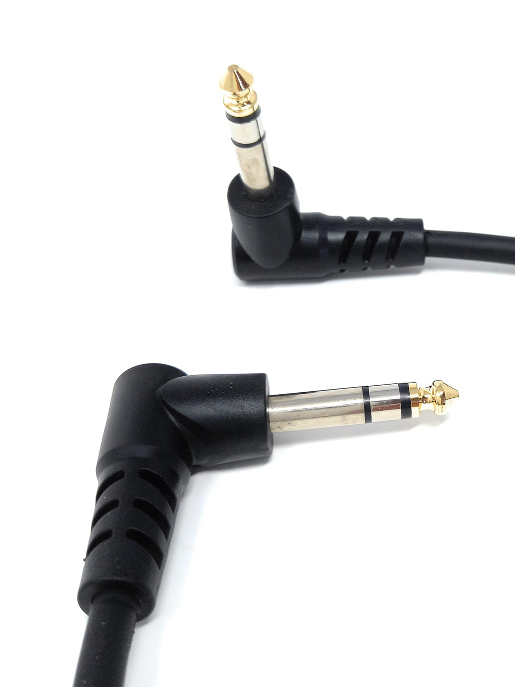 6.35mm 1/4" TRS Stereo Jack to Jack Plug, Dual Right Angle Patch Cable Lead for Headphones Amplifiers, Music Instruments, Live Events, DJ