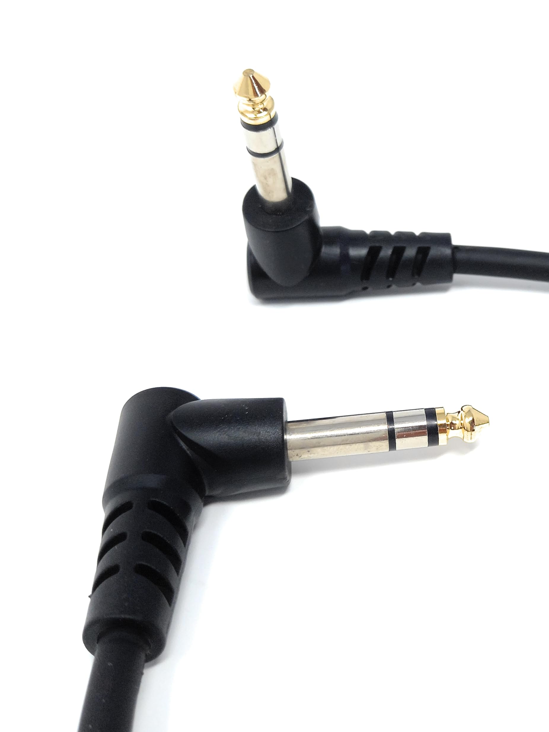 6.35mm 1/4" TRS Stereo Jack to Jack Plug, Dual Right Angle Patch Cable Lead for Headphones Amplifiers, Music Instruments, Live Events, DJ