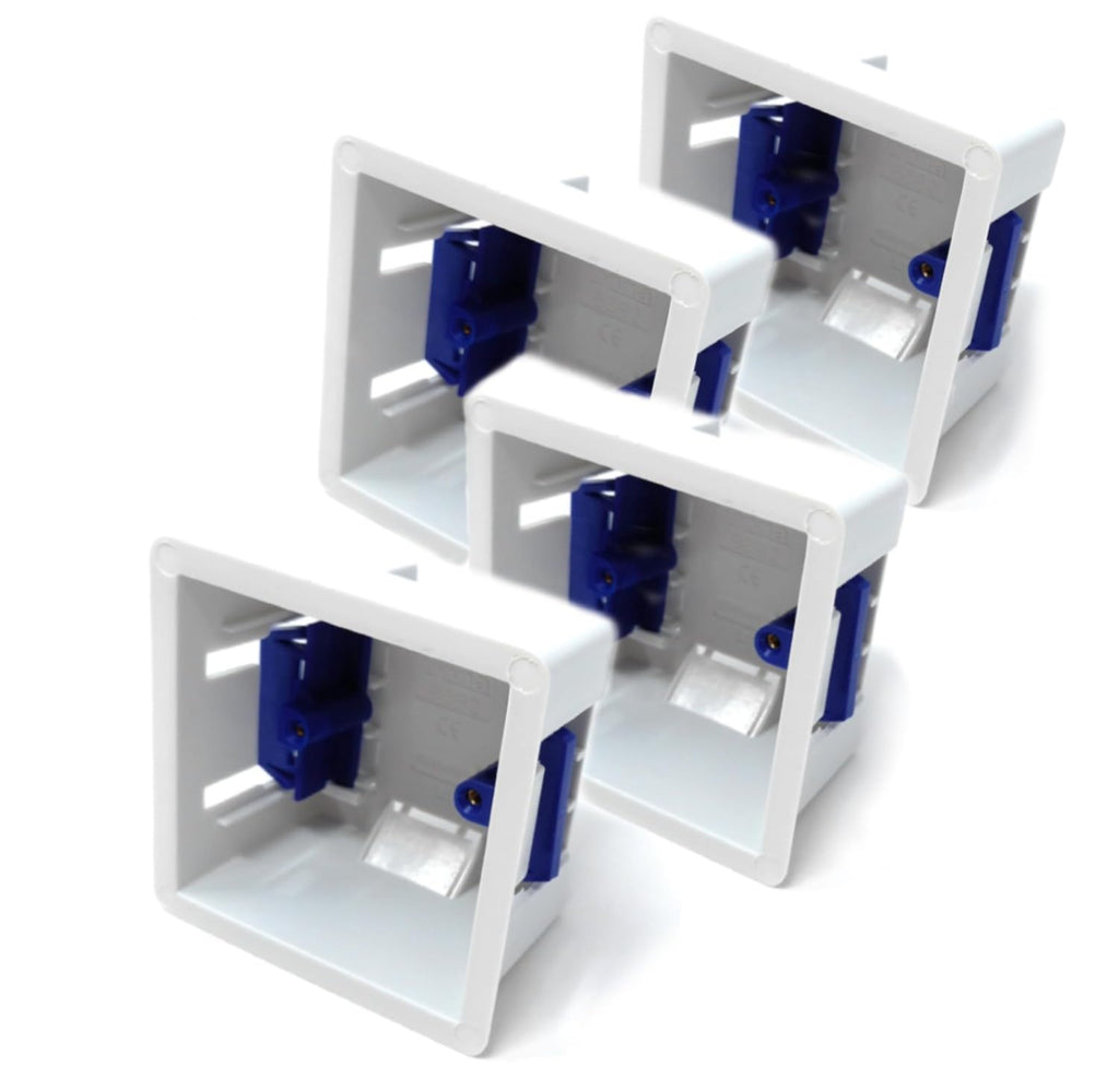 1 Gang Dry Lining Back Plasterboard Box, Pattress Box with Adjustable Lugs 47mm, for Faceplate