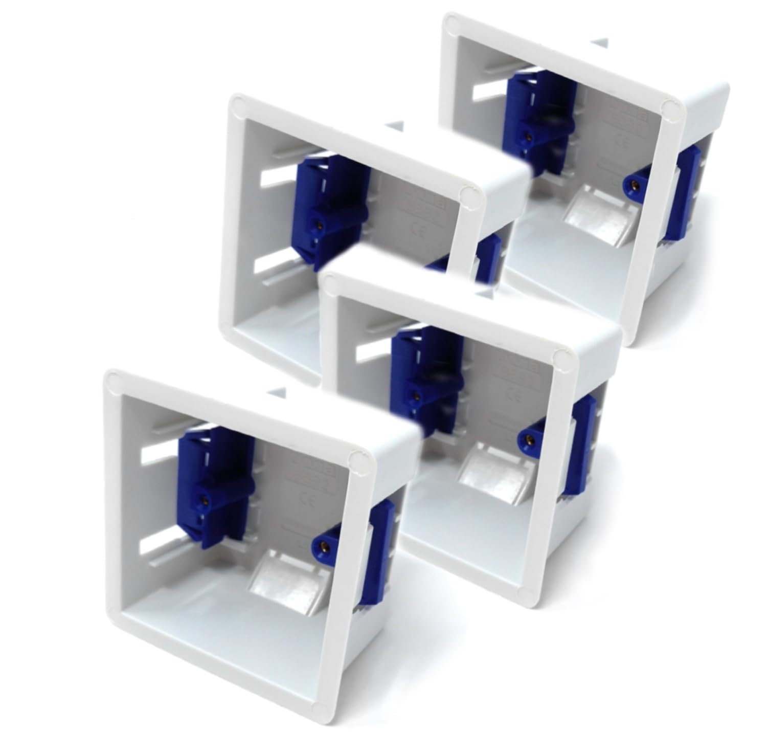 1 Gang Dry Lining Back Plasterboard Box, Pattress Box with Adjustable Lugs 47mm, for Faceplate