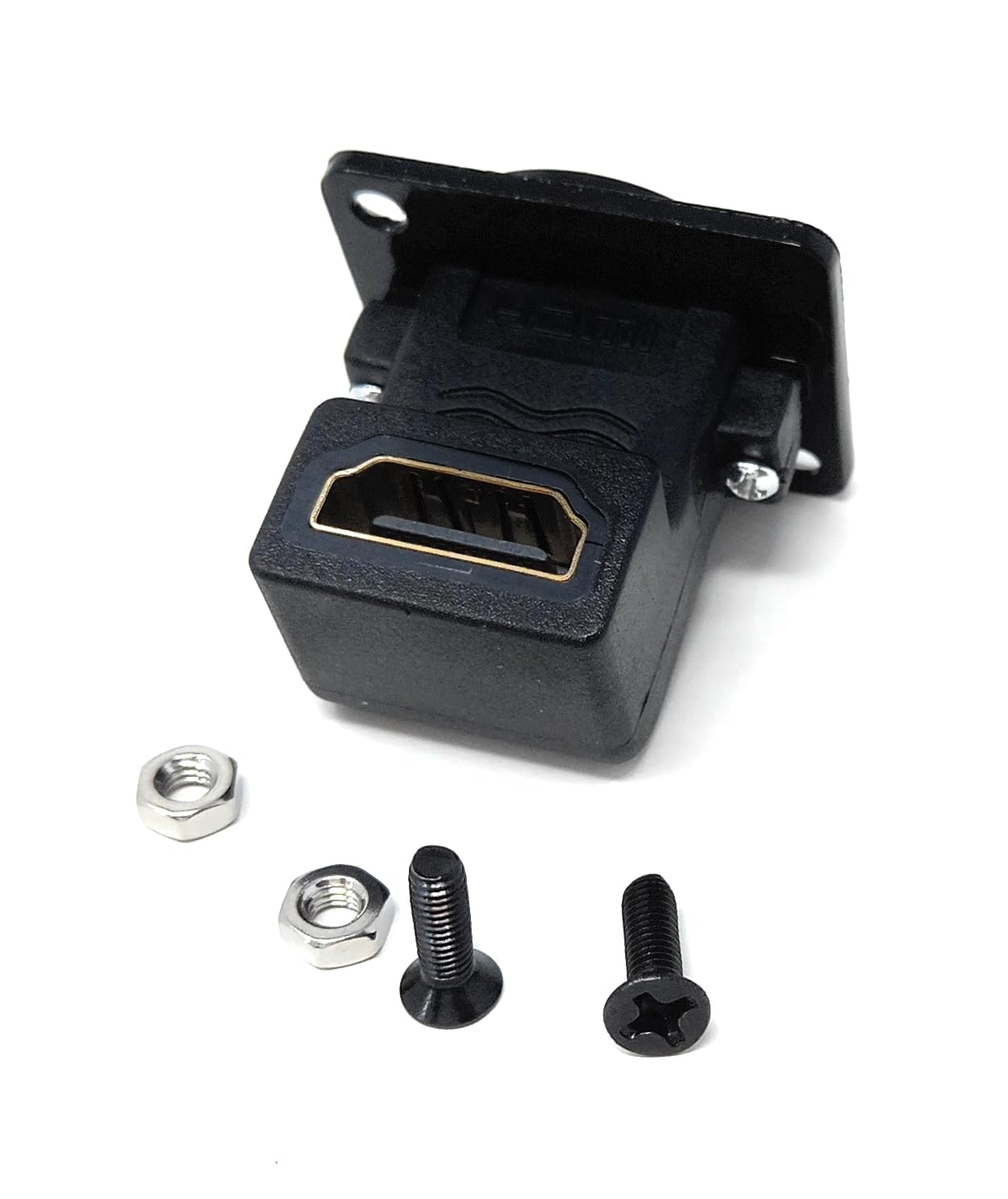 DRUT HDMI 2.0 D-Series Panel Mount Adapter – 4K Female to Female Feed-Through Connector, 90° Angled for Wall Plates, Racks, and Device Panels