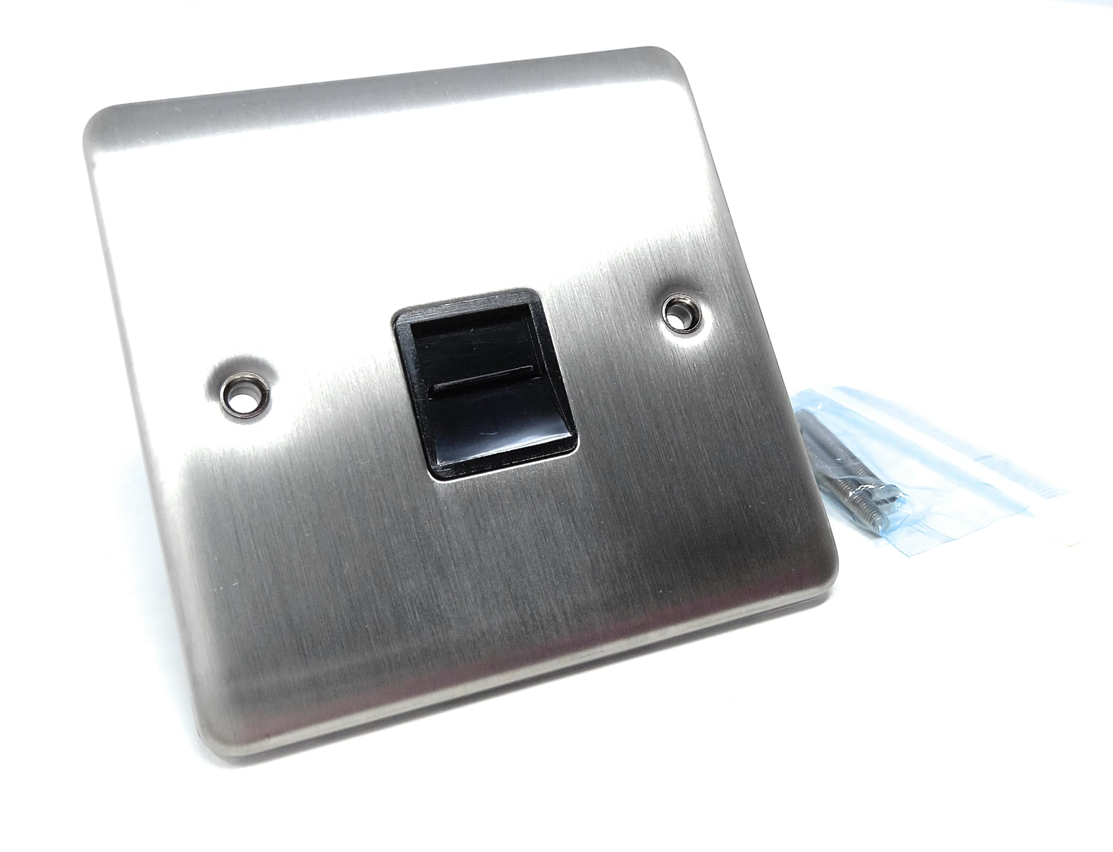 Single BT Telephone Secondary Slave Socket Faceplate, Stainless Steel Plate, Screws Included
