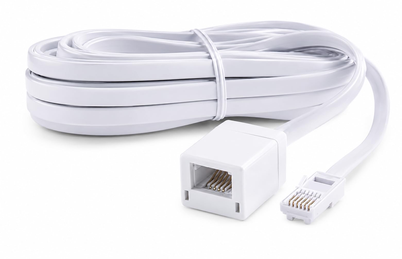 DRUT BT Telephone Flat Extension Cable (631a) 28AWG Lead Wire, 6 Pin Core, BT Male to BT Female, Jack to Socket