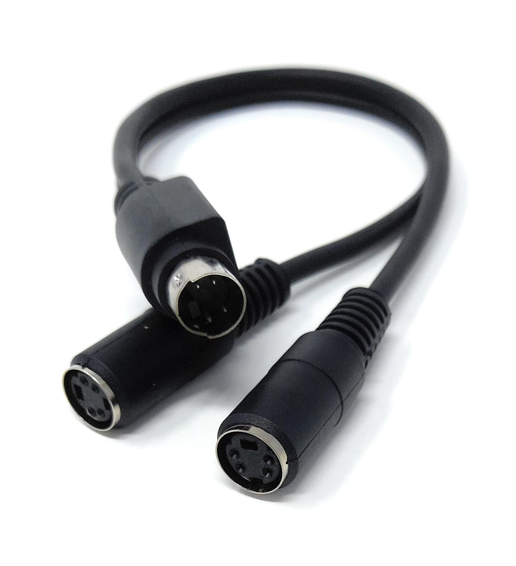 DRUT 25cm S-Video 4 Pin Mini DIN to 2 x Sockets Female Y Splitter Connector Extension Adapter Cable 0.8ft