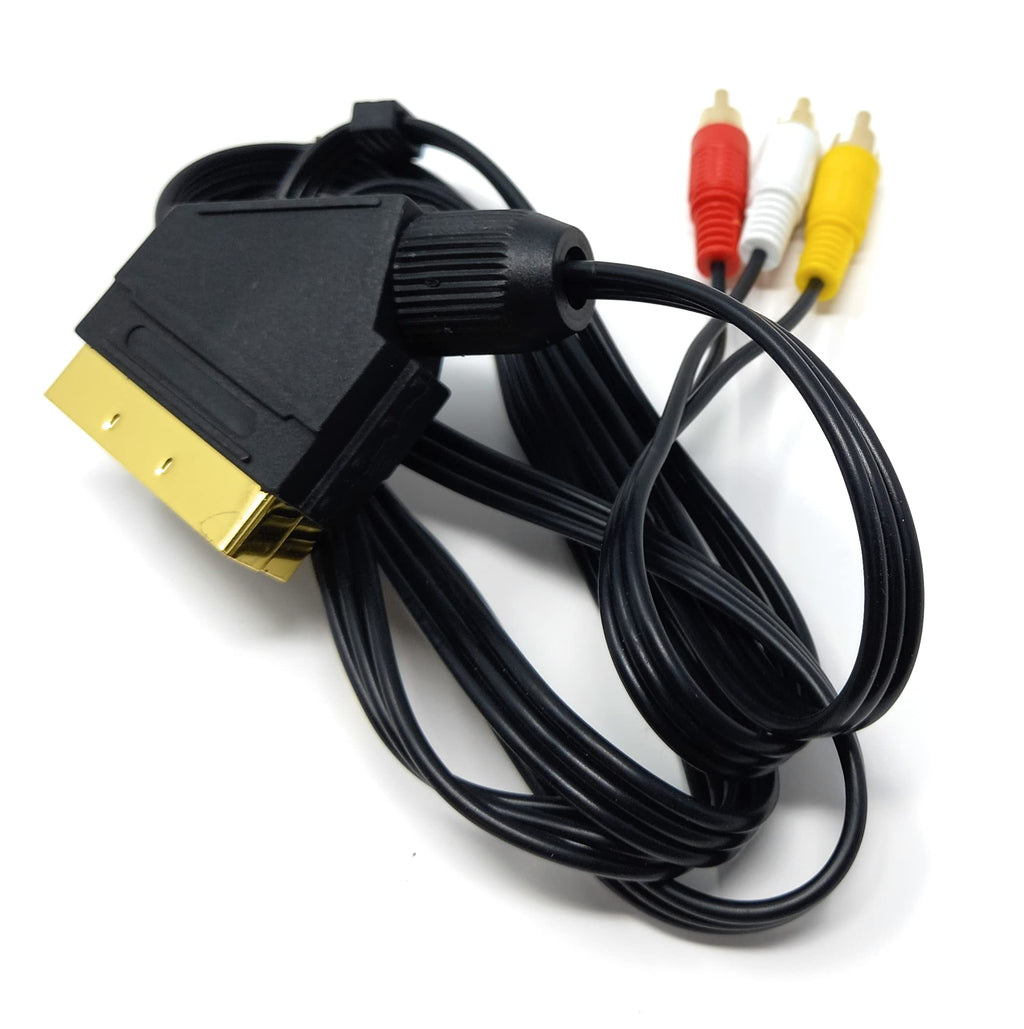 DRUT 1.5M SCART to 3 RCA Male Cable Audio Video AV Adapter Cable Composite AV Connector Audio/Video Converter for TV DVD VCRs Game Console