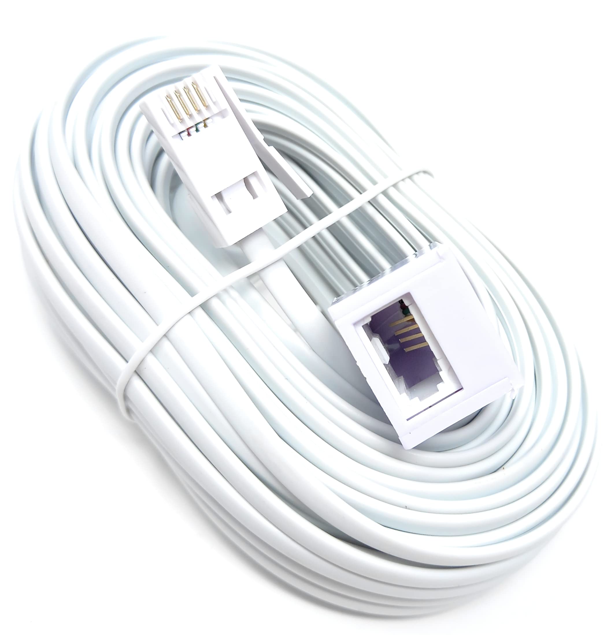 DRUT BT Extension Telephone Line Cable 431A, BT Male to Female Socket, 4 Wire, Flat Lead