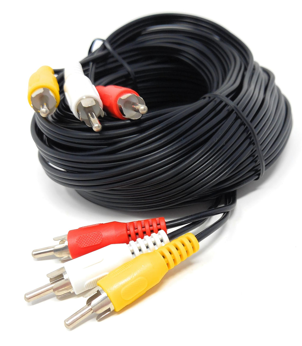 DRUT Triple 3 x RCA to RCA Phono Plugs to Plugs Composite, Audio Video Male to Male Cable Lead Nickel Contacts