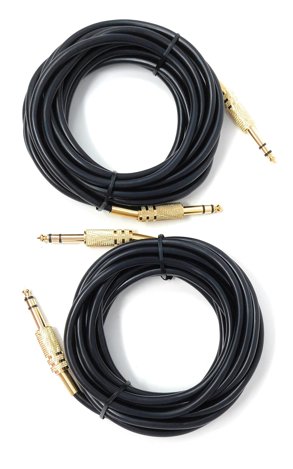 DRUT 2-Pack 6.35mm TRS Jack Cable – 1/4" Stereo Male to Male Audio Lead with Gold Connectors, Heavy-Duty Guitar Cable for Electric Guitar, Bass, Amp, Keyboard, Mixer