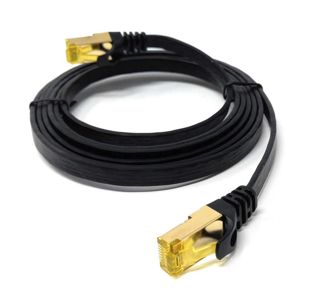 DRUT CAT7 Flat FTP Shielded 600MHz 10Gbps Ethernet LAN RJ45 Cable Gold Plated Switch Router Modem Access Point Lead