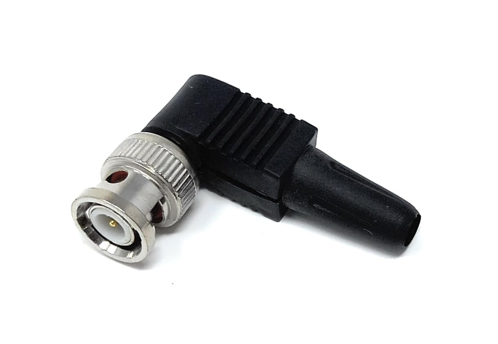 DRUT BNC Male Right-Angle Connector Adapter for CCTV Cameras, Soldering Replacement for Home Security Systems