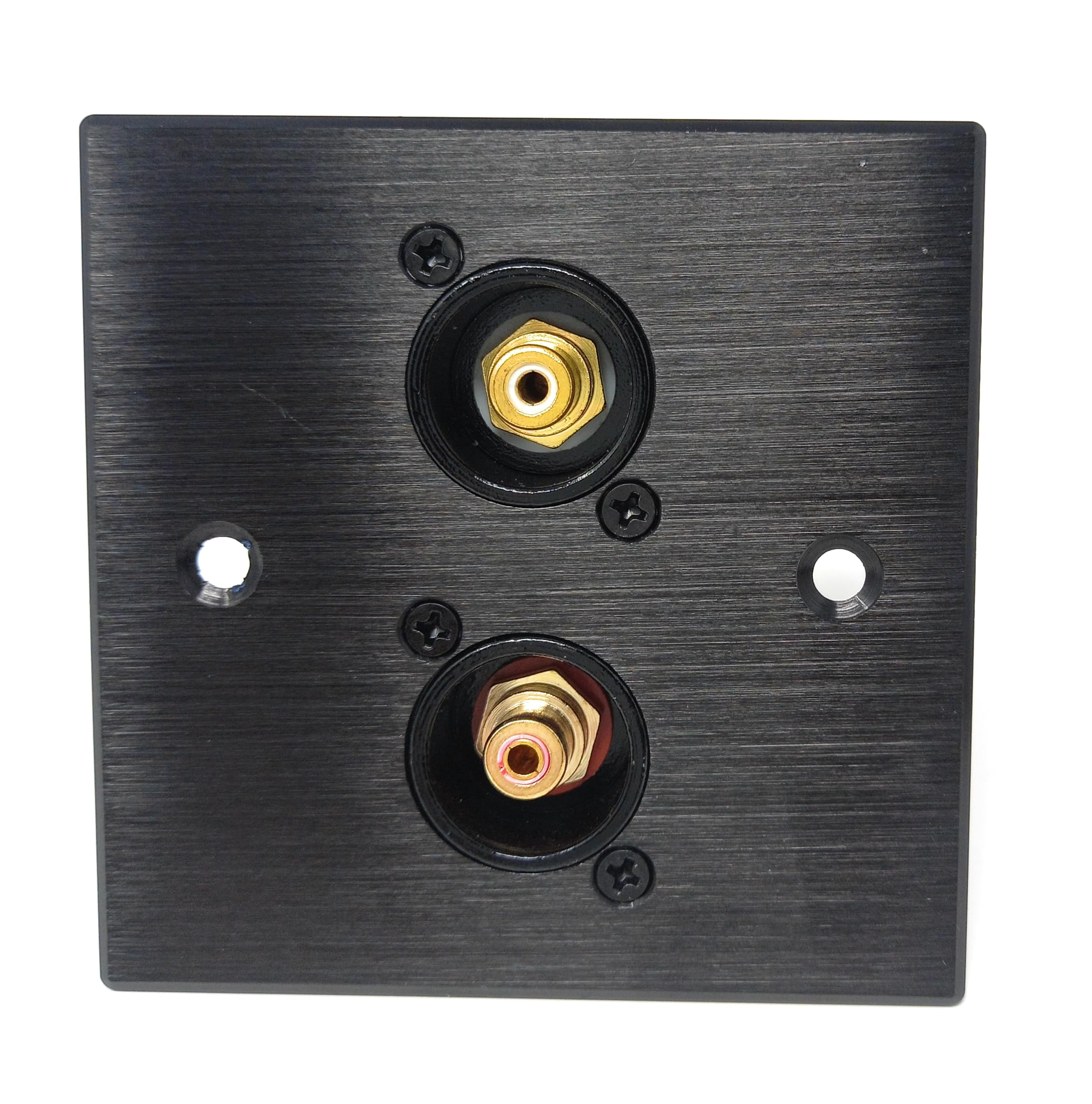 Brushed Aluminium Dual RCA Phono Socket Female AV Audio Video D-Series Outlet Wall Faceplate – Durable Metal Plate with Screws Included