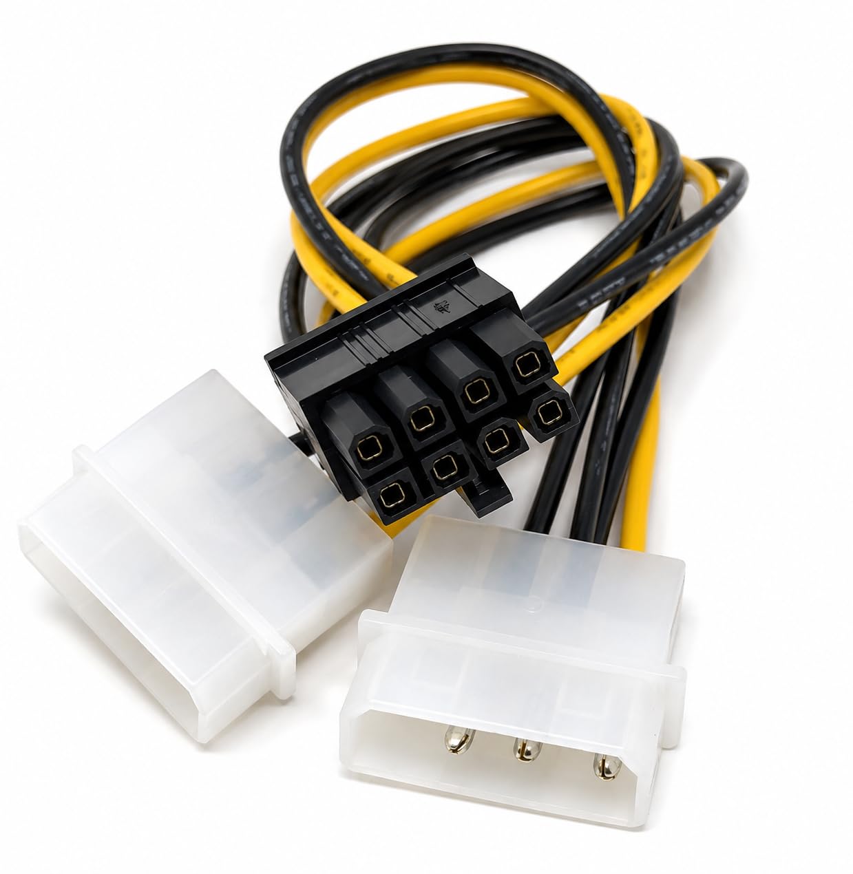 DRUT PCIe 8 Pin Power Cable, Dual 4 Pin Molex LP4 to 8 Pin GPU Power Adapter for Graphics Cards, PSU Converter Connector for Desktop PC