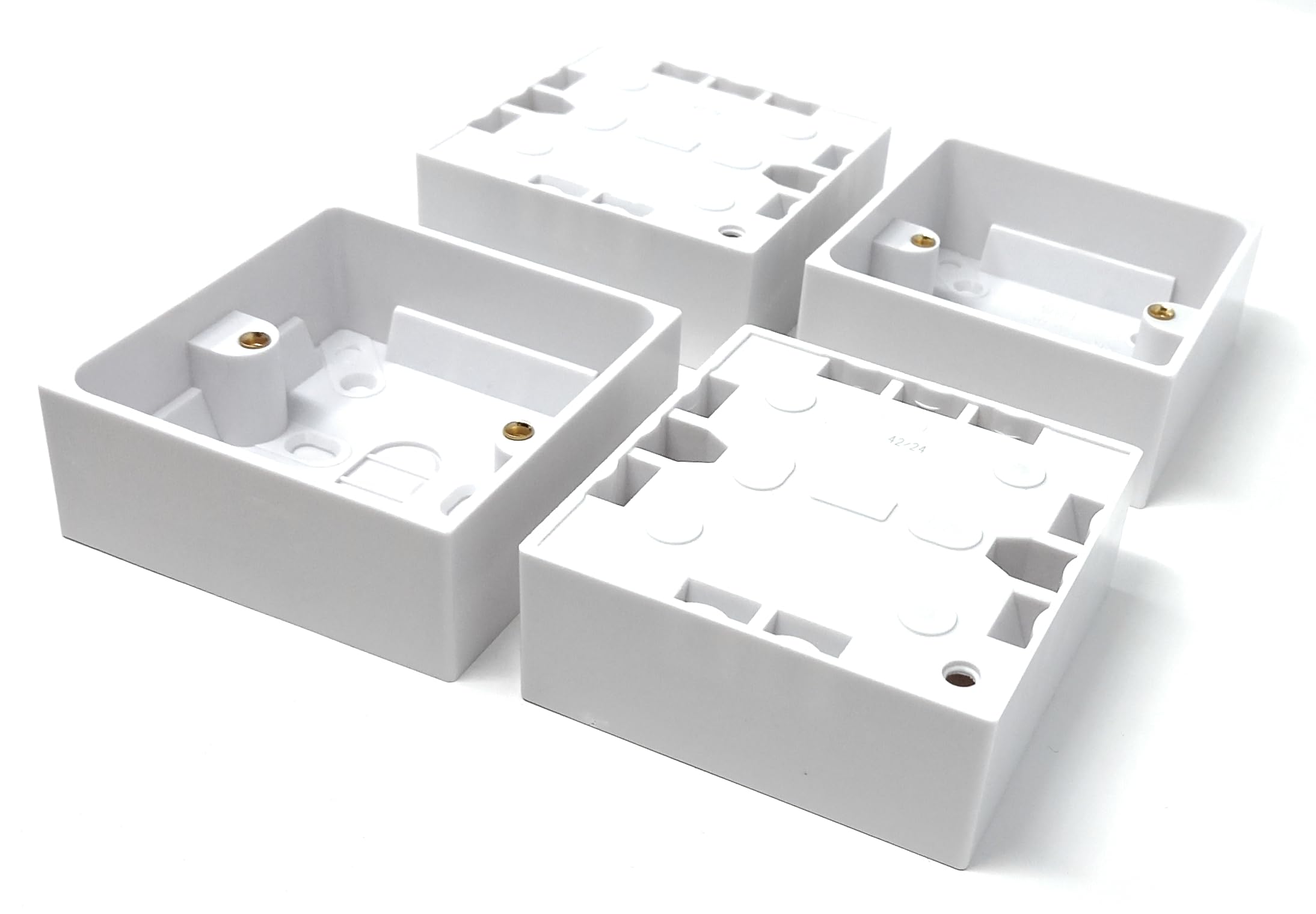 1-Gang Surface Mount Pattress Back Box – 32mm Depth, 85mm x 85mm, White – Ideal for Electrical Socket & Switch Installations