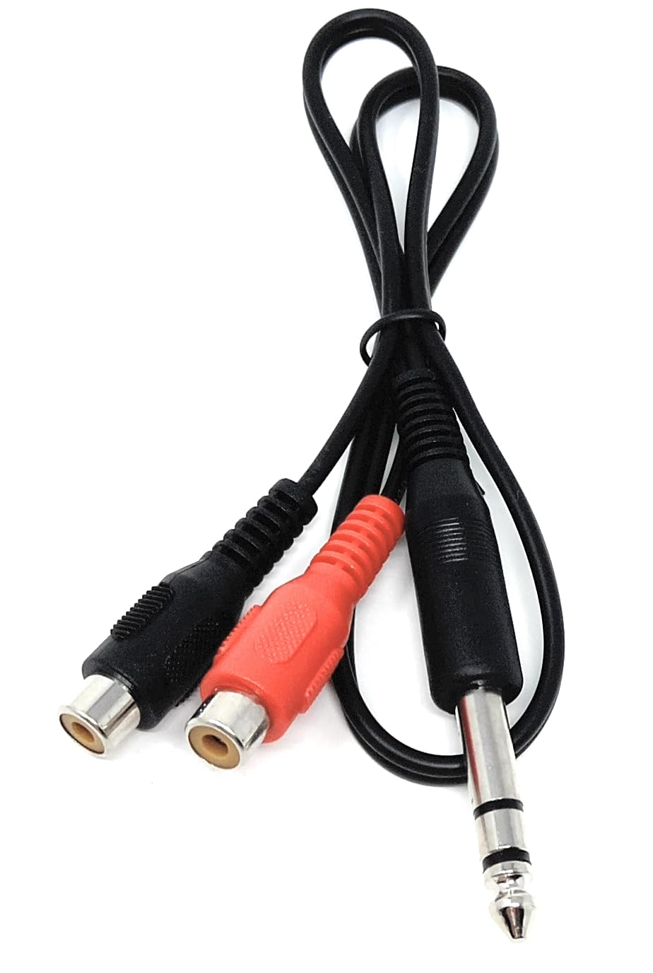 DRUT 6.35mm Stereo Jack Plug to Twin RCA Phono Sockets Male to Female Cable Adapter