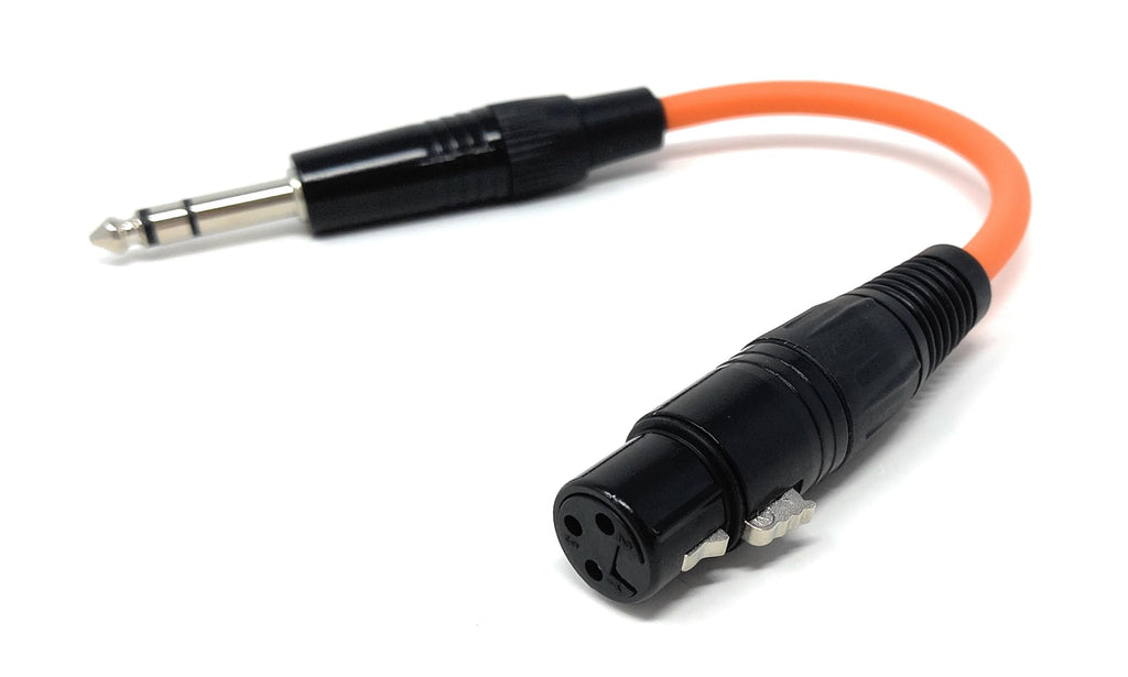 DRUT XLR 3-Pin Female to 6.35mm Stereo TRS Jack Adapter Cable, 20cm Audio Lead for Professional Audio Equipment, Orange