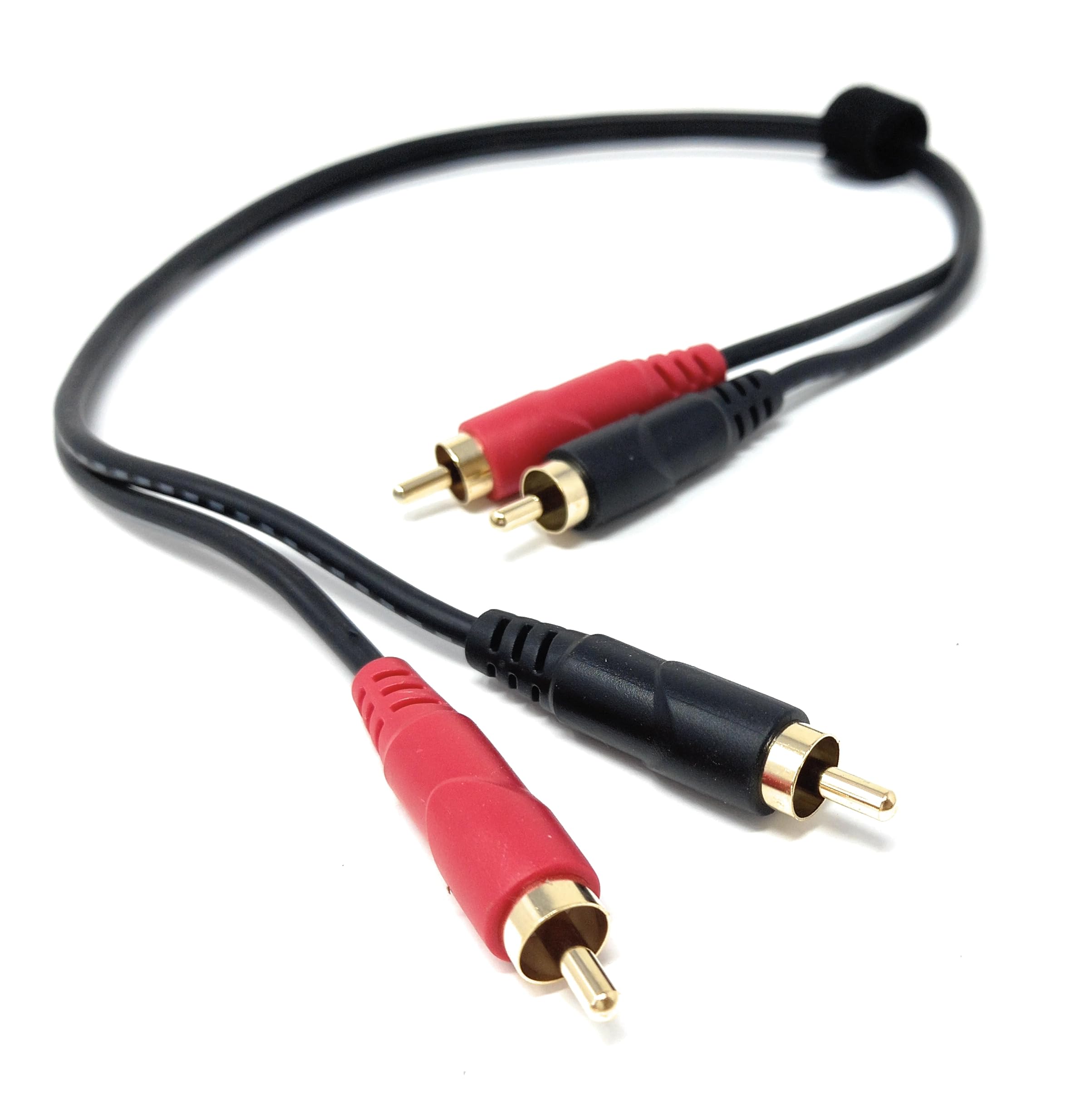 DRUT 2 x RCA Audio Cable – Stereo Male to Male Lead with Gold-Plated Plugs for Amplifier, Active Speakers, Subwoofer, Turntable, HiFi & Home Audio Systems