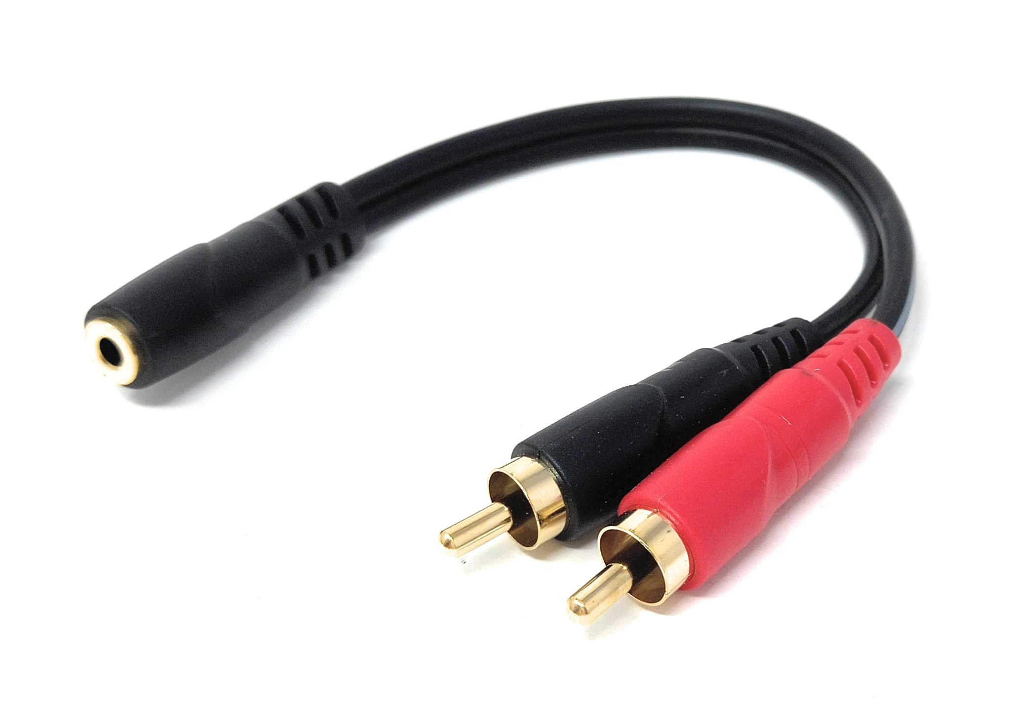 DRUT 3.5mm Stereo Jack Socket to 2x RCA Phono Plug – Audio Y Splitter Adapter Cable for AUX Devices, Speakers, Amplifiers, Headphones, HiFi Systems
