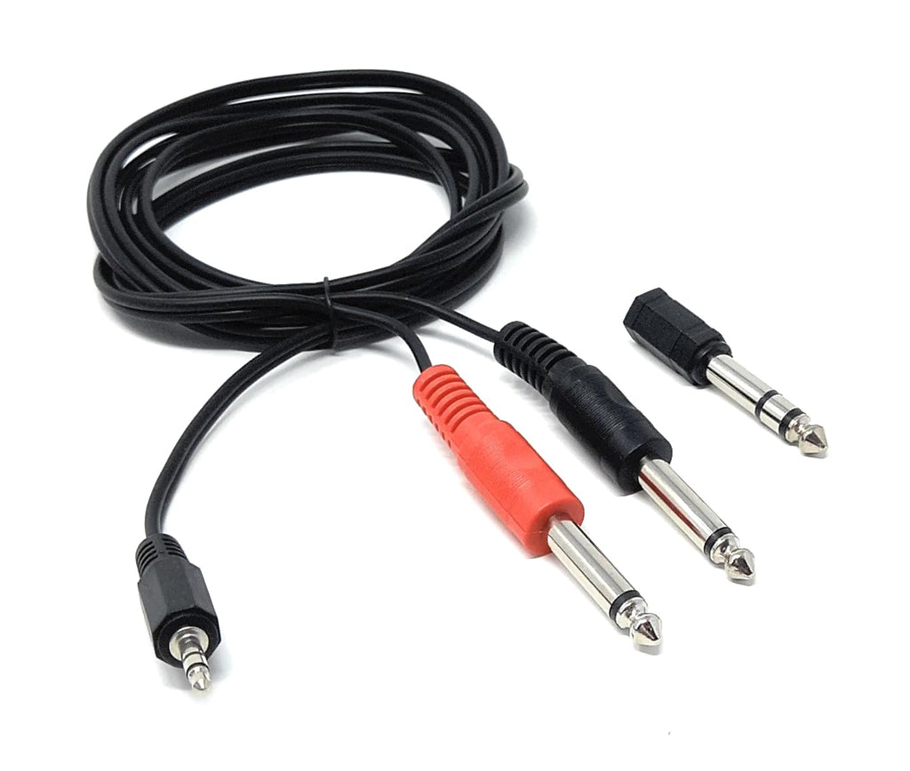 3.5mm Stereo Jack to Dual 6.35mm Mono Jack Cable – 2m Audio Splitter Lead with 3.5mm Socket to 6.35mm Stereo Jack Adapter – For Smartphones, Tablets, Mixers, Amps, Keyboards & Recording Equipment