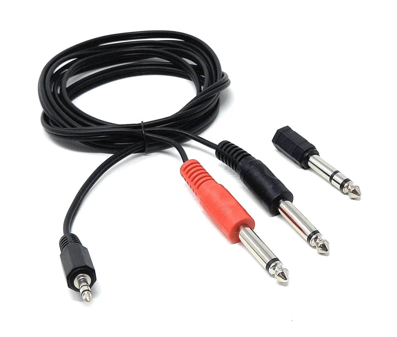 3.5mm Stereo Jack to Dual 6.35mm Mono Jack Cable – 2m Audio Splitter Lead with 3.5mm Socket to 6.35mm Stereo Jack Adapter – For Smartphones, Tablets, Mixers, Amps, Keyboards & Recording Equipment