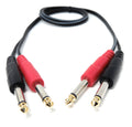 DRUT 2x 6.35mm (1/4") Mono Jack to 2x 6.35mm Mono TS Jack Audio Cable – Twin Signal Patch Lead for Mixers, Controllers, DJ & Audio Equipment, Gold Ends