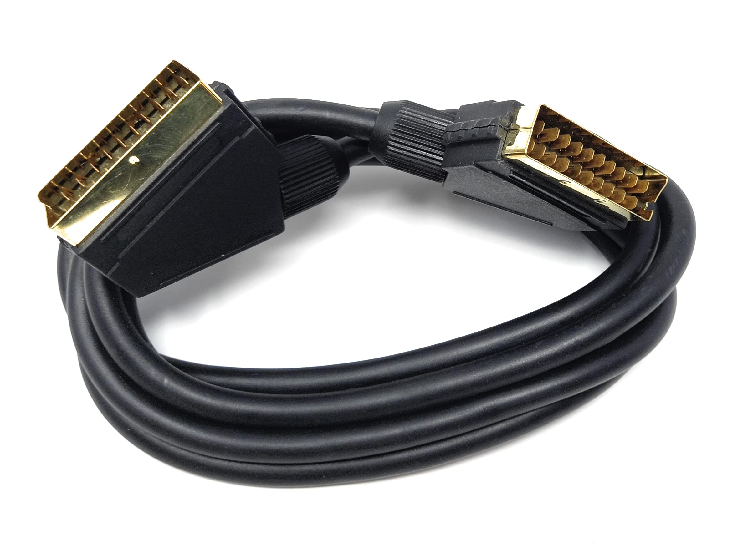 DRUT Scart to Scart Cable Lead, 21 Pin Male to Male (Plug to Plug) RGB Cord for TV, VCR, DVD Player Gold Plated