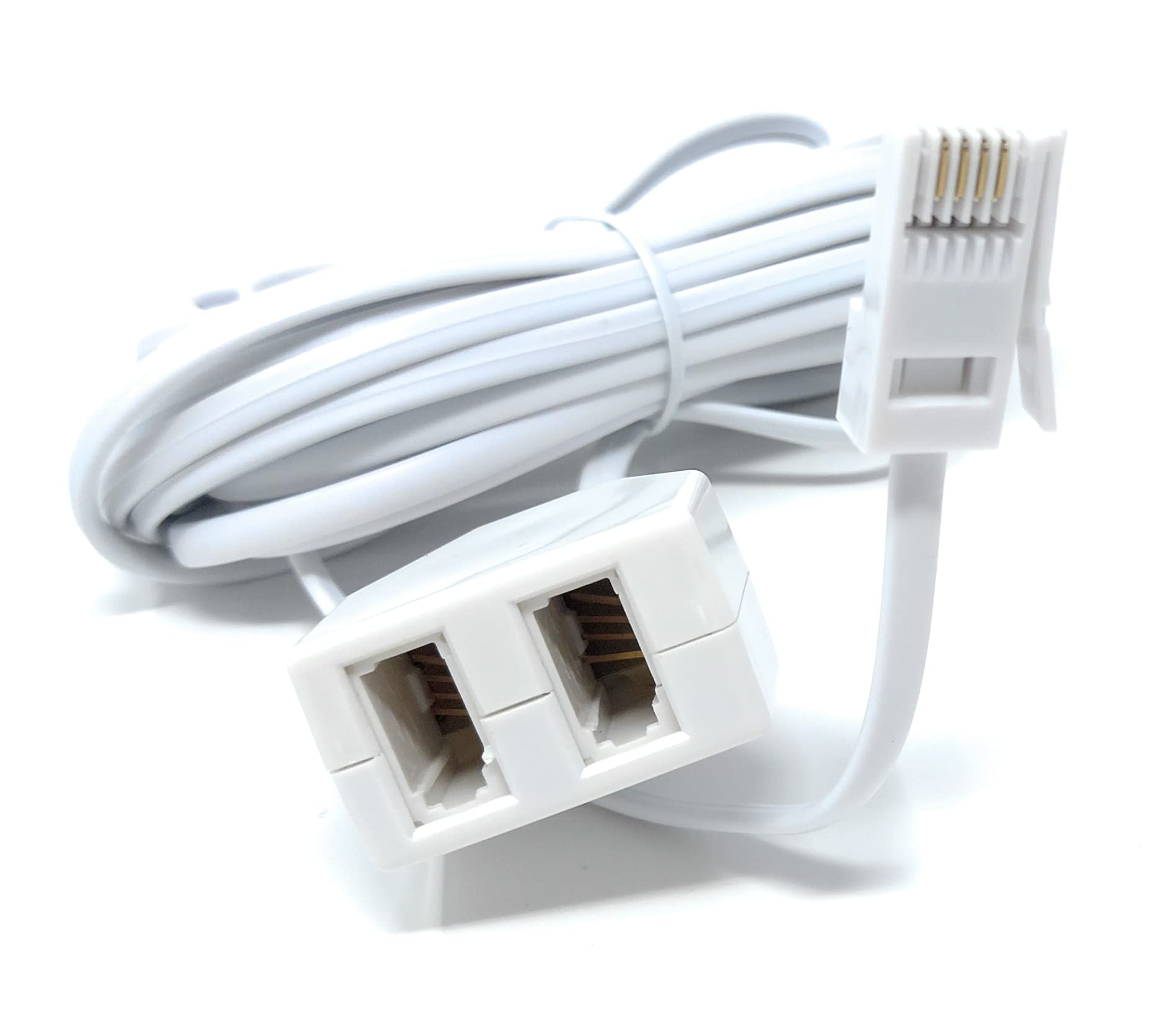 Twin BT Extension Lead, One Jack to Two Sockets, Double Telephone Splitter Cable