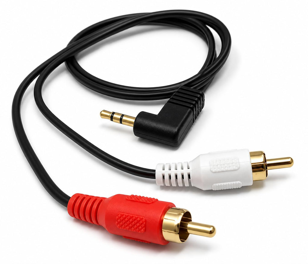 DRUT 3.5mm to RCA Jack Right Angled AUX Stereo Audio Cable Gold Plated Connectors