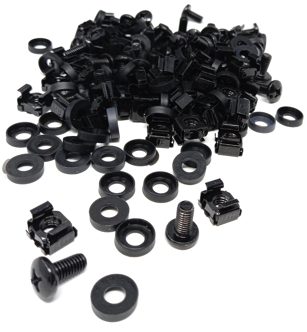 50pcs. M6 Rack Fixing Set, Captive Cage Nuts Bolts Screws & Washers for Data Cabinets, Music Instruments. AMP, Equalisers, CD Player etc.