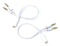 DRUT 2pcs 4 Pole 3.5mm Socket to 2x 3.5mm Plugs Headset with Microphone Converter Cable Adapter (White)