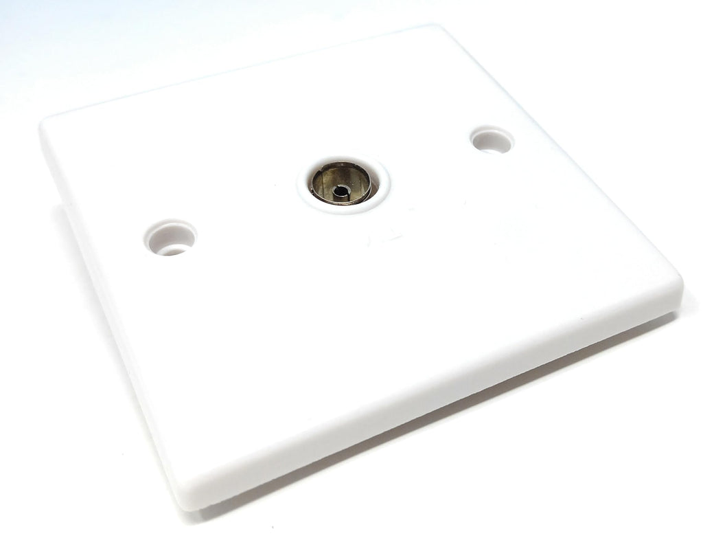 TV/FM Coaxial Single Socket Faceplate Wall Plate, Rounded Edge Design – Easy Install with Screws Included