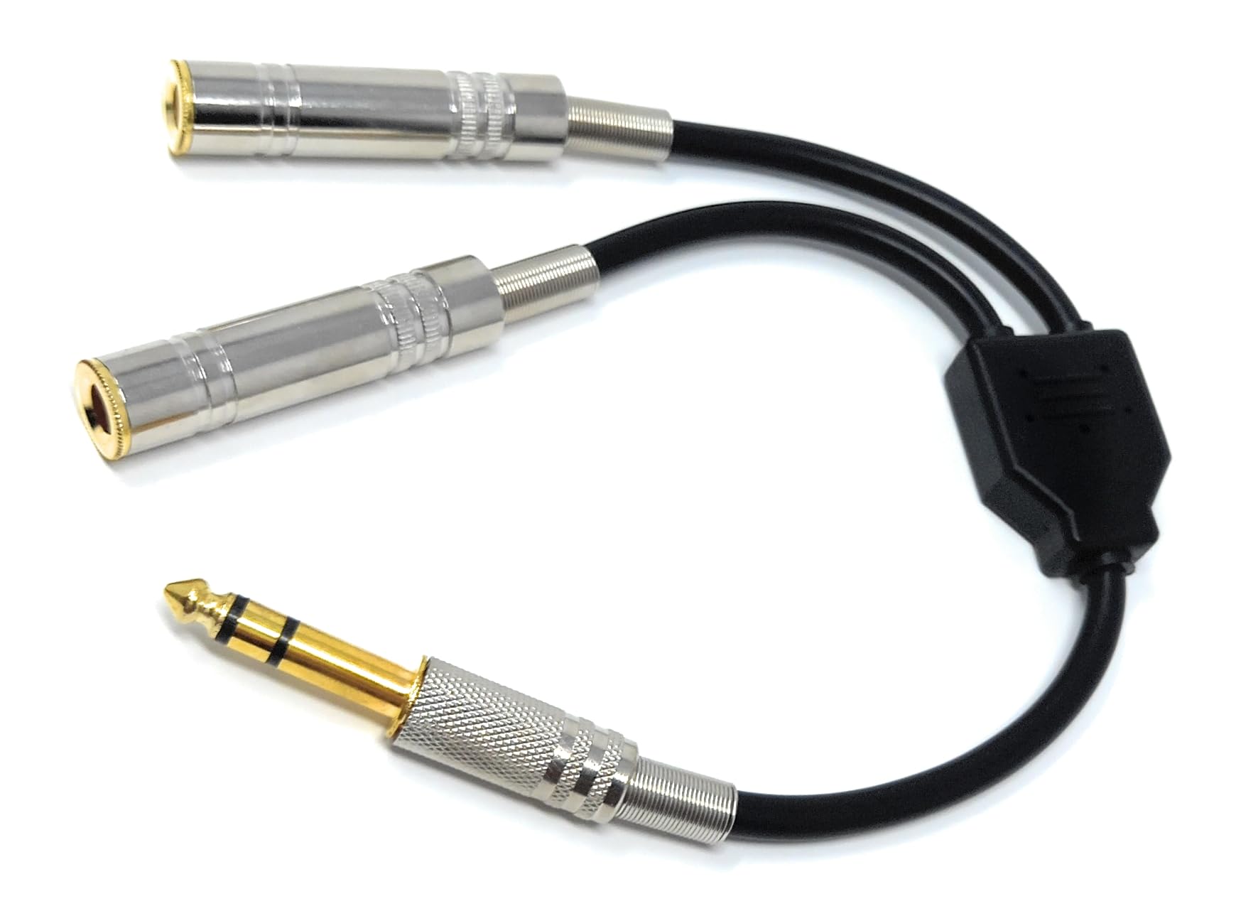 DRUT 6.35mm Stereo Jack to 2 x 6.35mm Stereo Sockets Splitter Audio Cable Adapter Lead, Gold Flashed Connectors