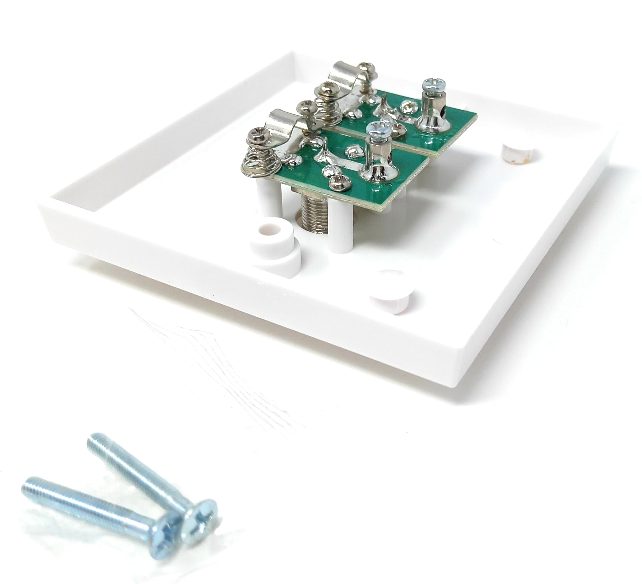 Double Twin F-Type Screw Wall Faceplate – Single Gang TV, Satellite, Radio Outlet, UK/EU Standard, White