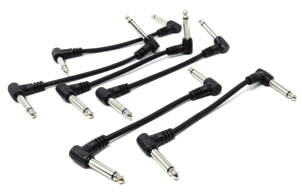 DRUT Patch Cables 6.35mm (1/4") TS Mono 90 Right Angle Jack to Jack Cable Lead, Compatible With Guitar, Bass, Acoustic, Effects Pedal, Mixer, Speaker, DJ, Music instruments