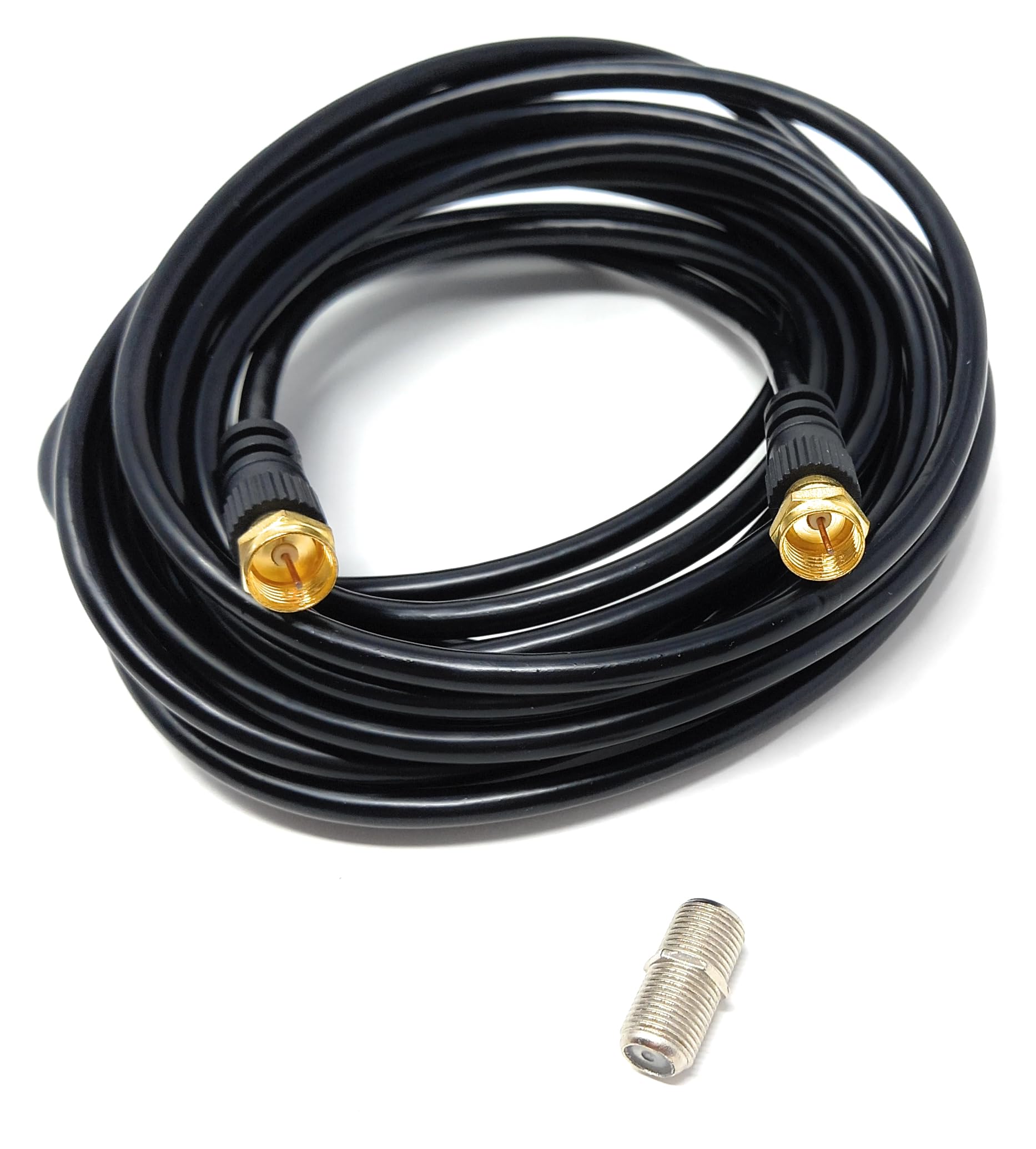 DRUT F-Type Connector TV RG6 Cable With (F-Type Female Coupler) Compatible With STB, Dish TV, Satellite, Antenna Coax Cable Lead