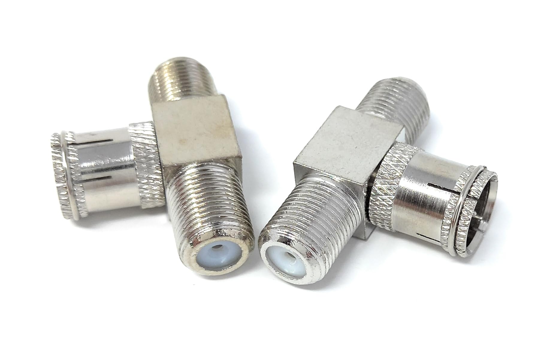 DRUT F Type Push On Male Plug to 2 x Female Screw on Sockets Adapter Antenna Cable Splitter