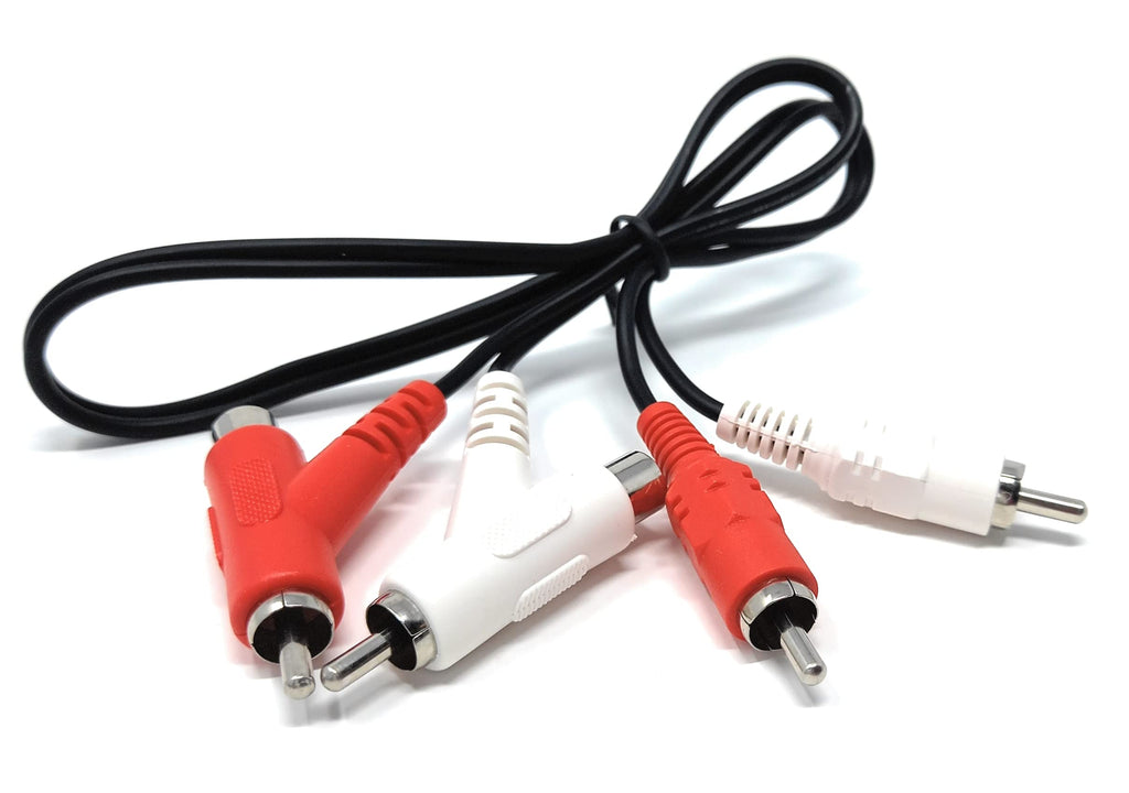 DRUT 2 Way Twin 2 x RCA Phono Plug to Plug, Stackable Y Splitter Lead On One End Two Female RCA Connectors Adapter Cable
