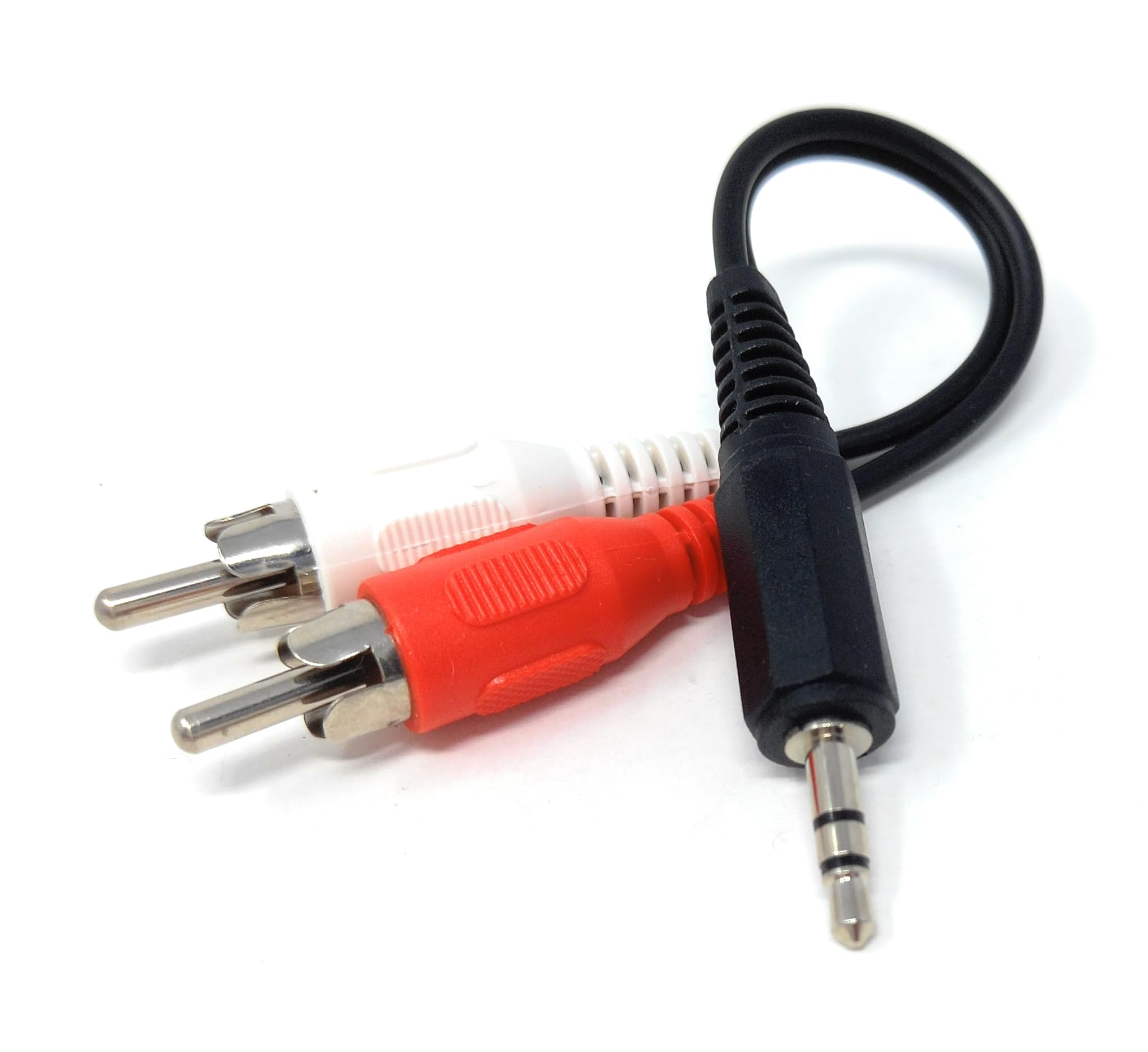 DRUT 3.5mm Stereo AUX Jack to 2 x RCA Phono Stereo Audio Cable Lead, Nickel Connectors