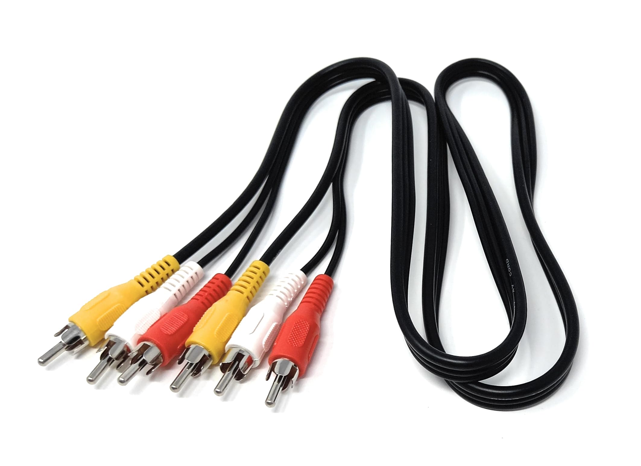 DRUT Triple 3 x RCA to RCA Phono Plugs to Plugs Composite, Audio Video Male to Male Cable Lead Nickel Contacts