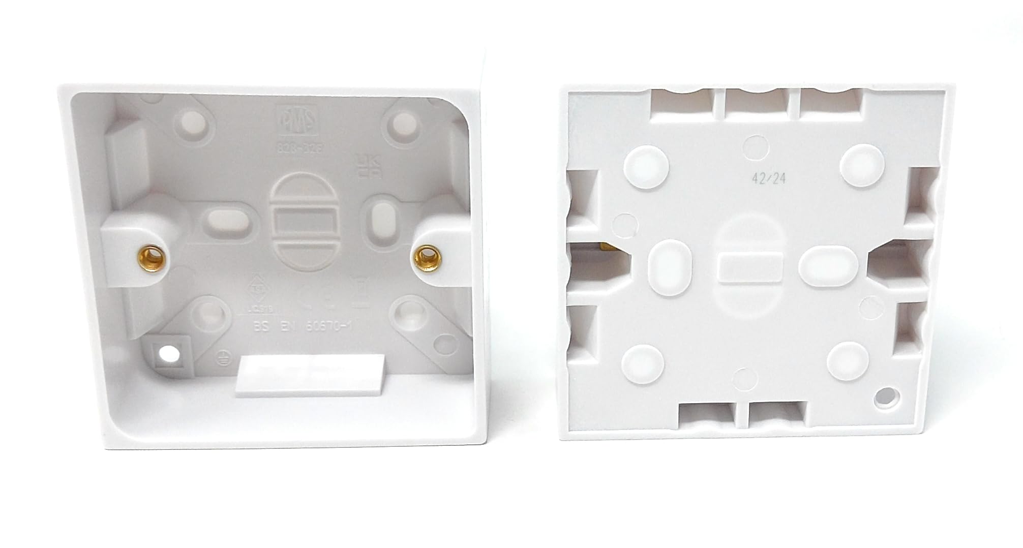 1-Gang Surface Mount Pattress Back Box – 32mm Depth, 85mm x 85mm, White – Ideal for Electrical Socket & Switch Installations