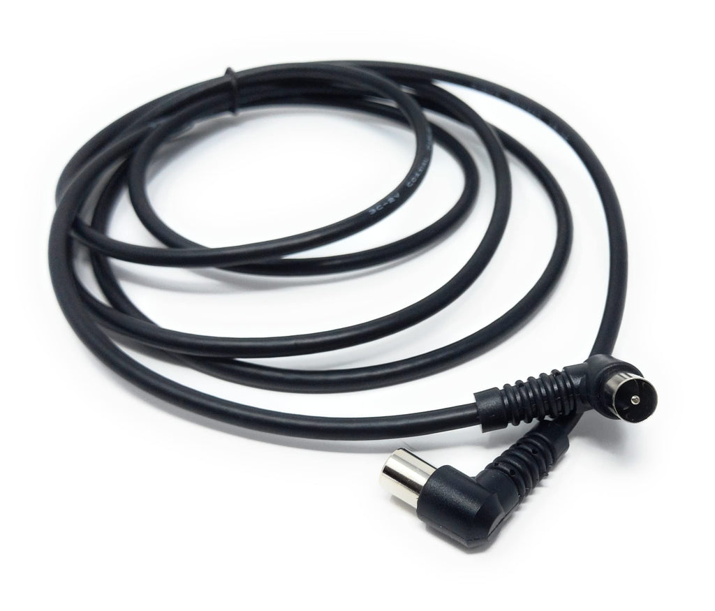 DRUT TV RF Right Angle 90' Male Plug to Male Plug Coaxial TV Freeview Cable Lead 75 Ohm