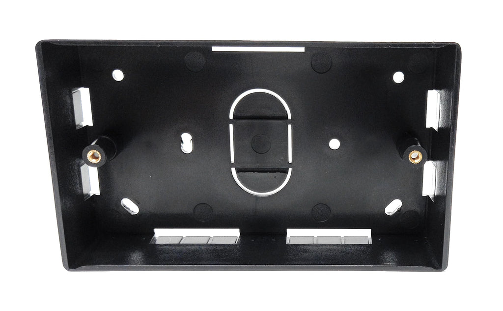 2 Gang Surface Mount Back Box Pattress, Black, 147mm x 86mm x 32mm Durable Electrical & Network Faceplate Mounting Solution